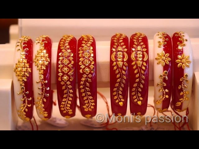 Acrylic Gold Plated Shakha Pola Bangles for Women